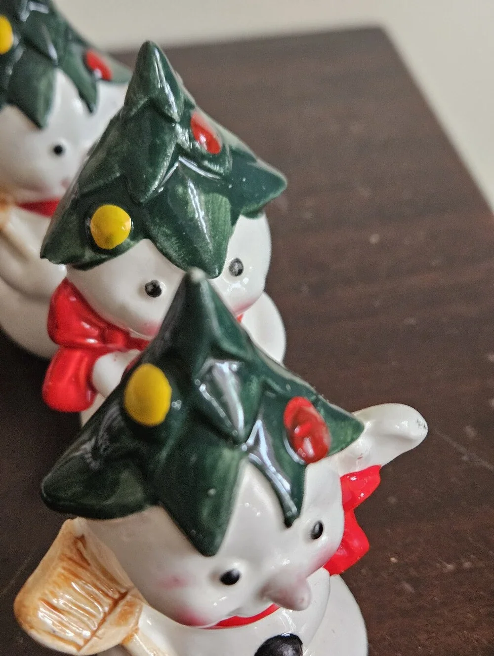 Lot 12 Vtg Ceramic Snowman Salt Pepper Shakers Japan Christmas Tree Hat Broom